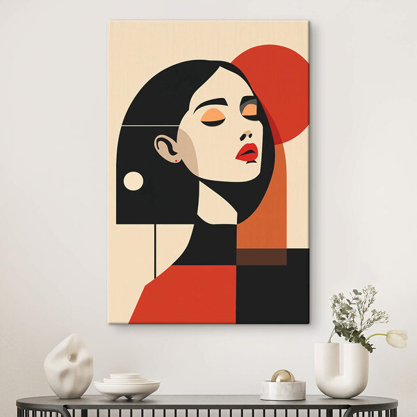 Tableaux Tableaux Femme aux cheveux noirs et aux lèvres rouges (UGS : s45166)
