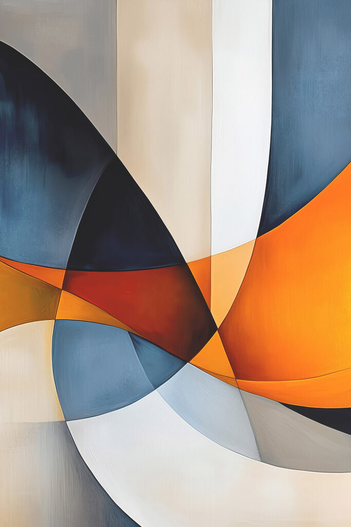Colorful art piece with curved lines