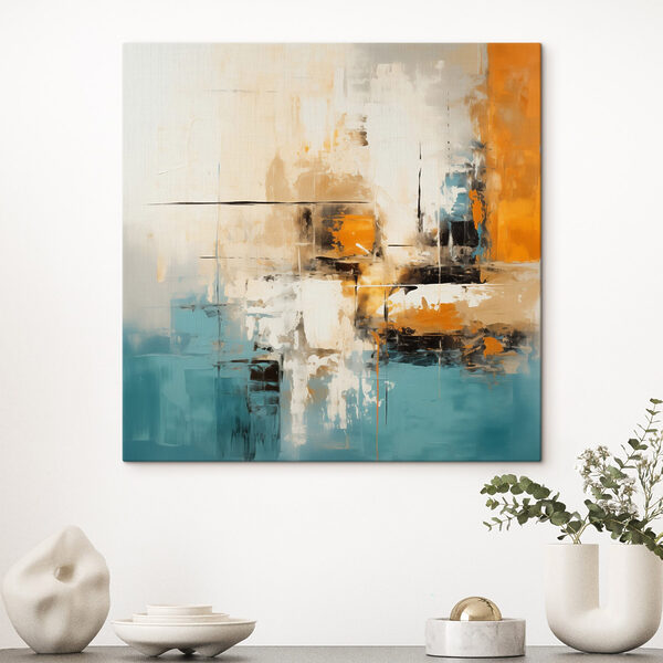 Painting of a blue and orange color