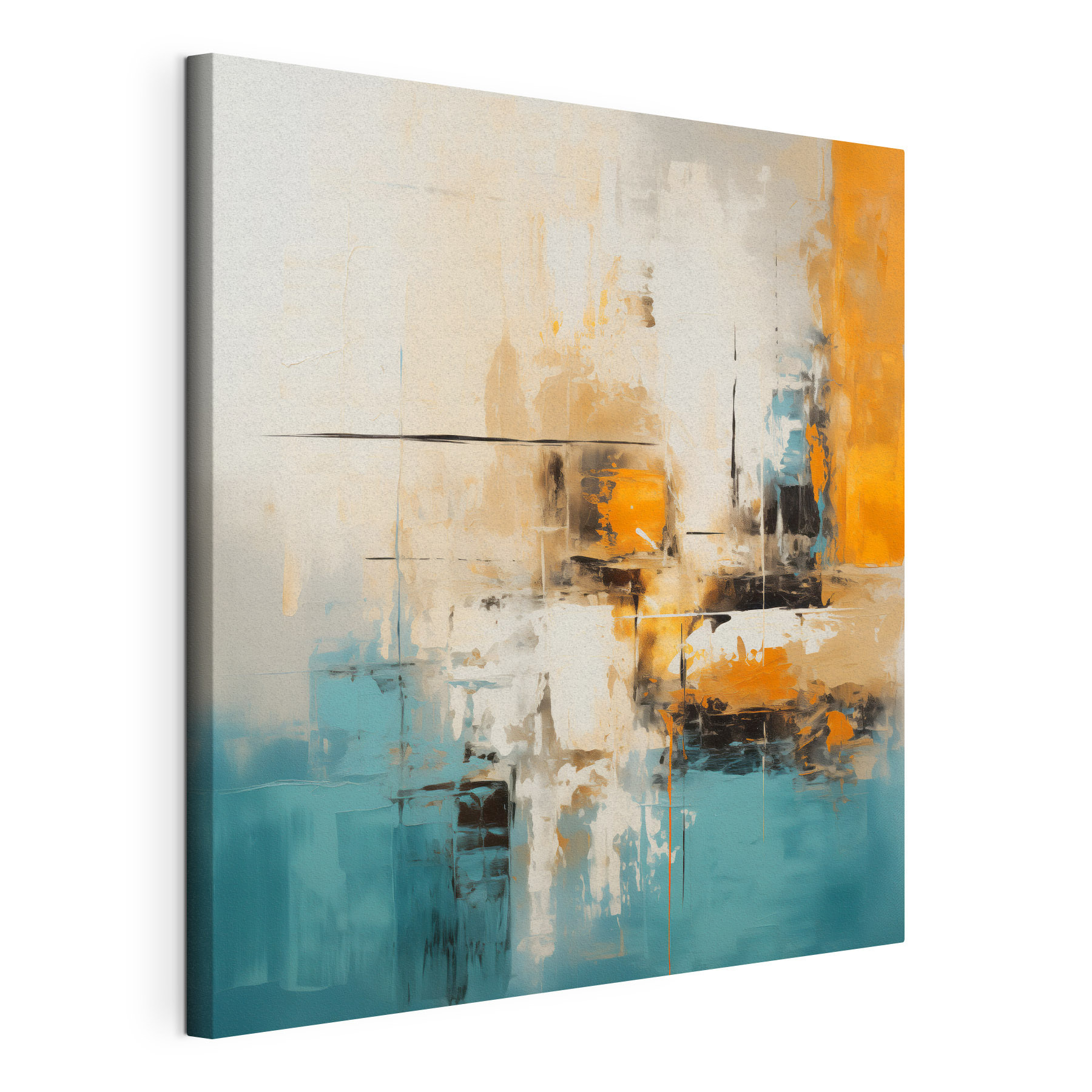 Painting of a blue and orange color Painting of a blue and orange color