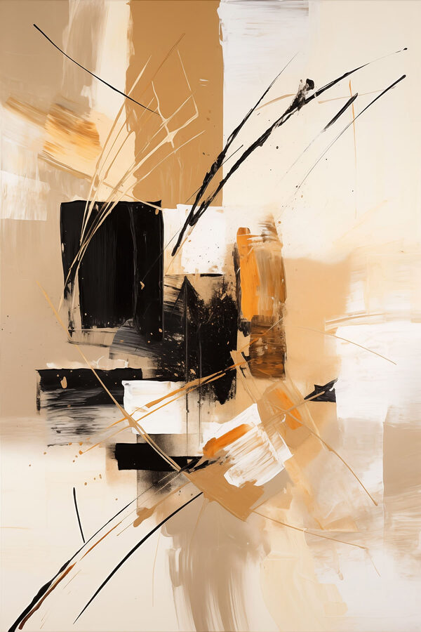 Painting of black and white squares and lines Painting of black and white squares and lines