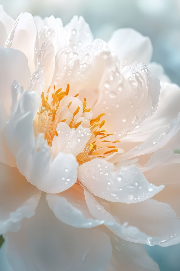 Delicate petals adorned with droplets