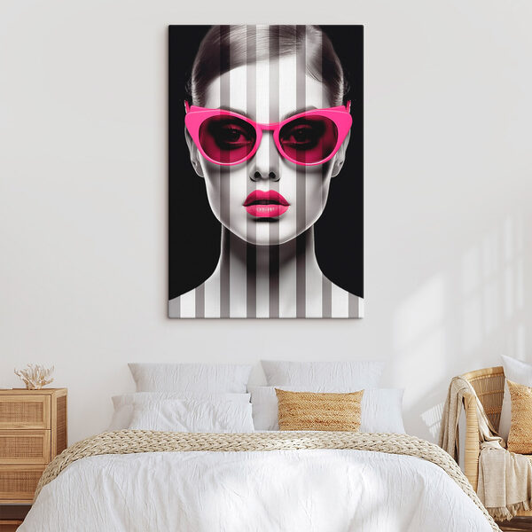 Tableaux Tableaux Femme portant des lunettes de soleil roses (UGS : s45315)