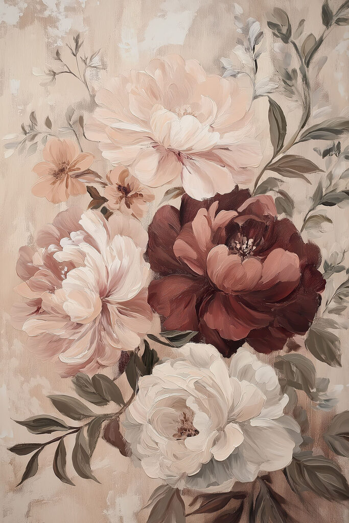 Painting of flowers on a wall