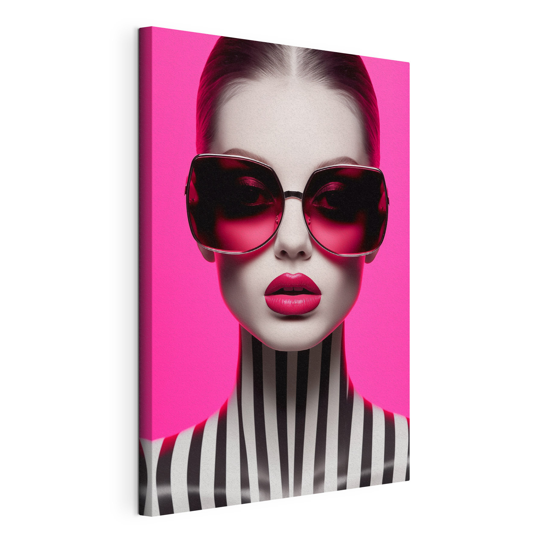 Woman wearing sunglasses and striped shirt Woman wearing sunglasses and striped shirt