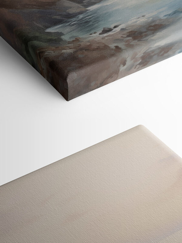 Painting of a rocky beach