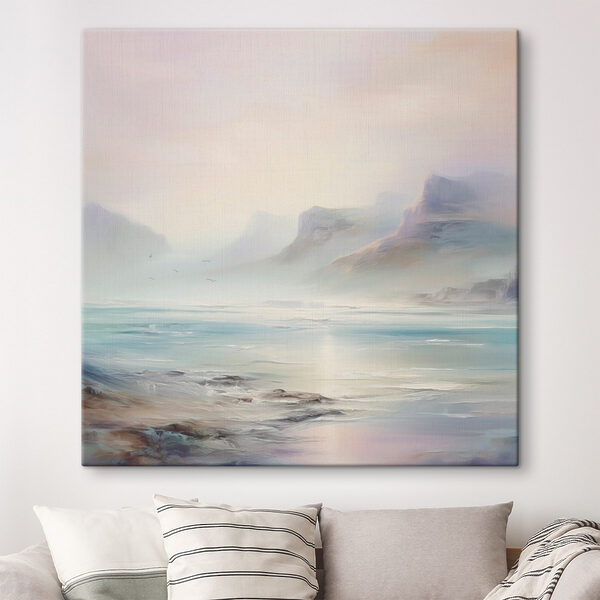 Tableaux Tableaux Peinture représentant un paysage avec des montagnes et de l'eau (UGS : s45352)
