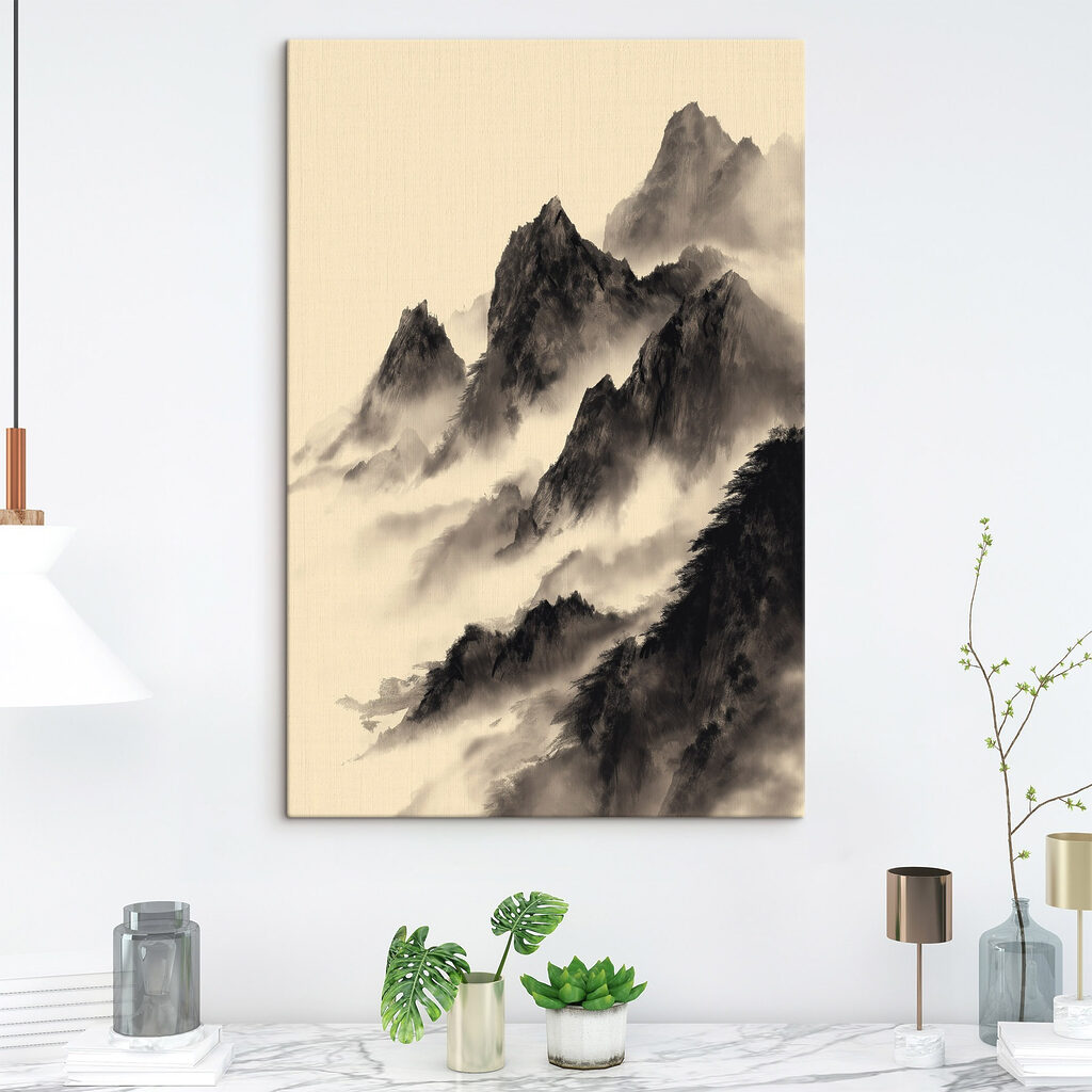 Mountain range with fog