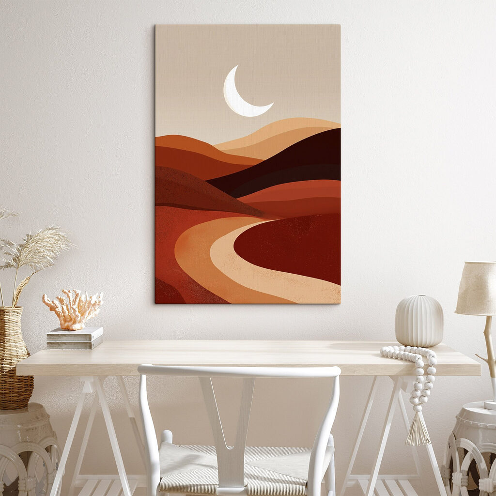 Moon over a desert landscape