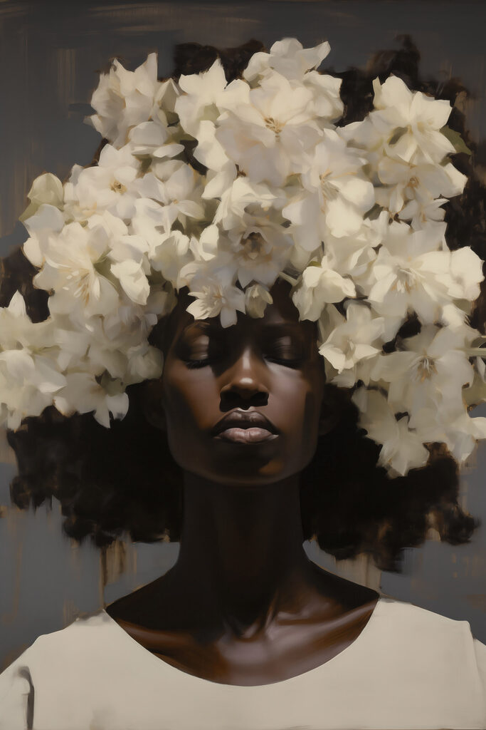 Woman with flowers on her head Woman with flowers on her head