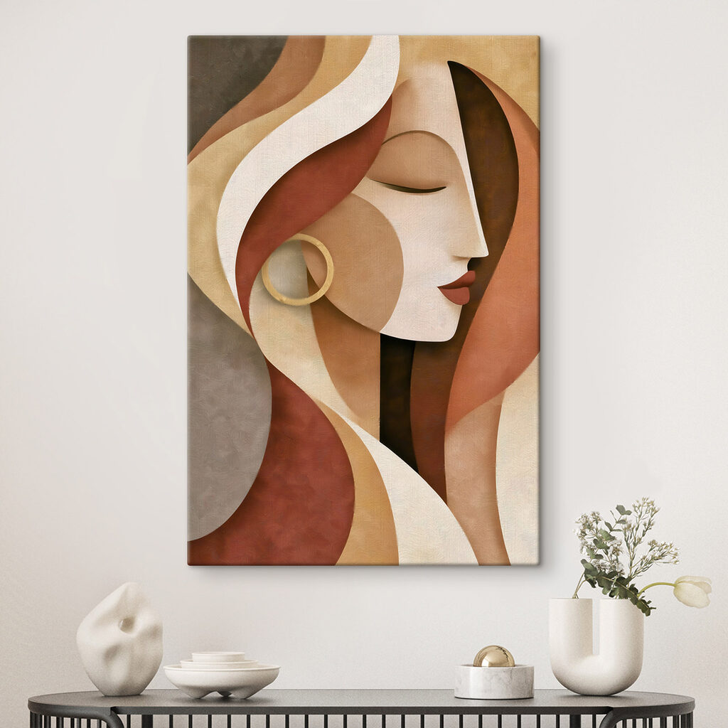 Colorful abstract face design in profile