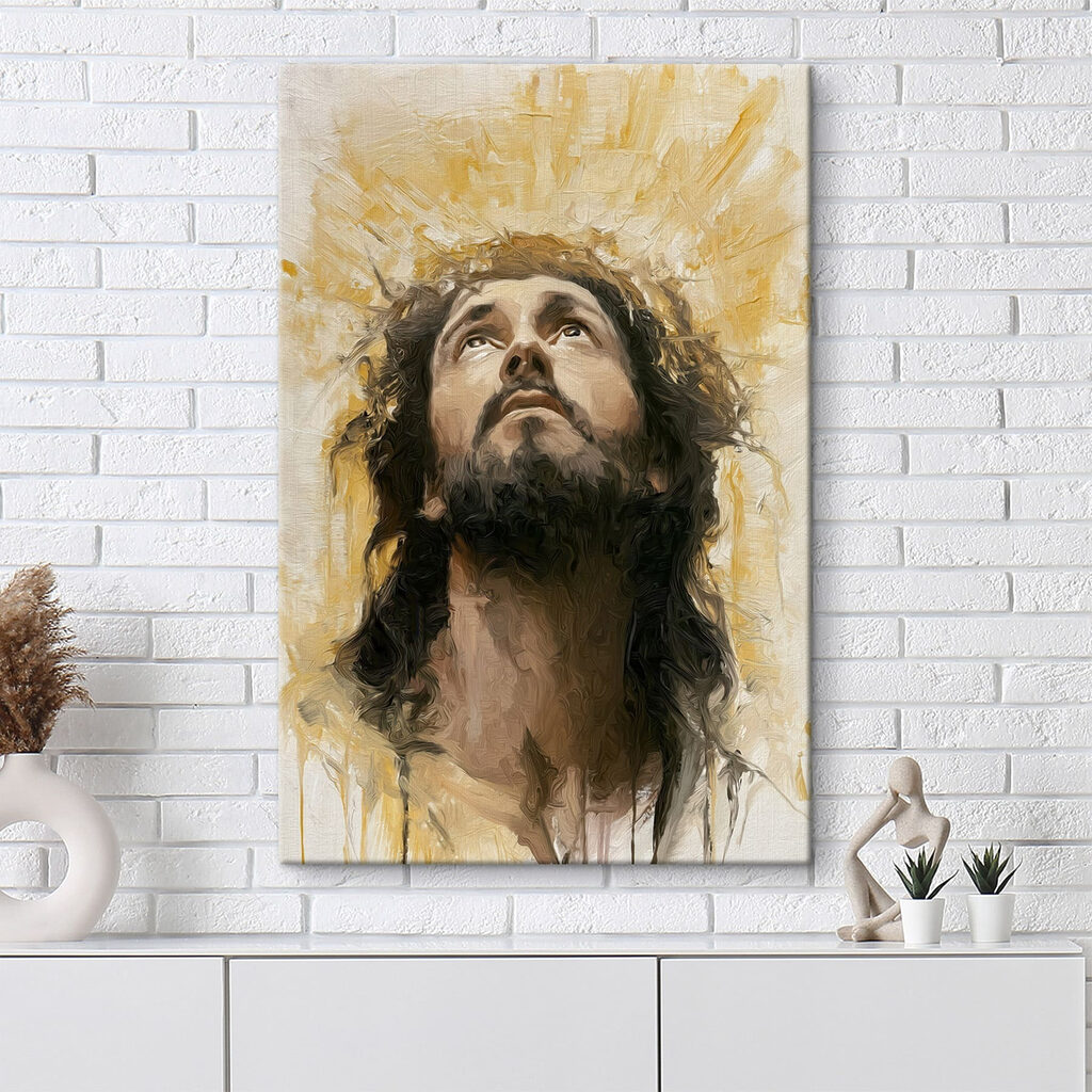 Painting of a man looking up