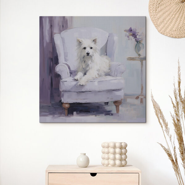 Dog sitting in a chair