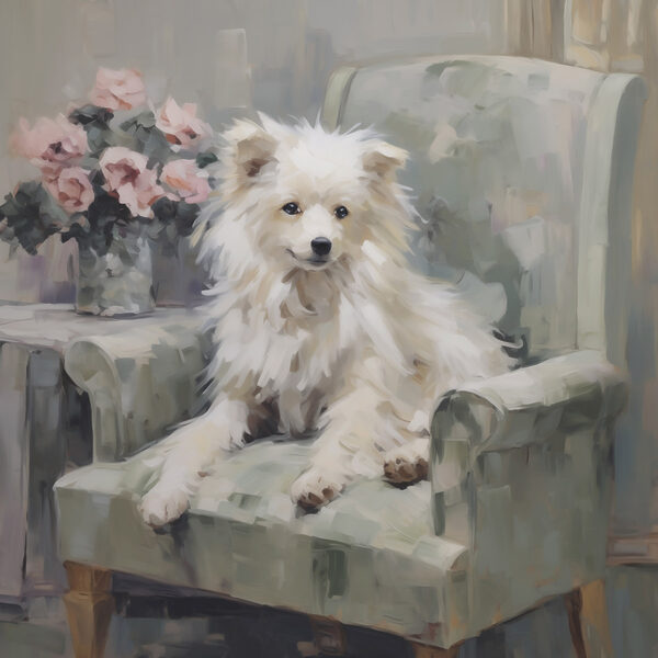 Dog sitting on a chair