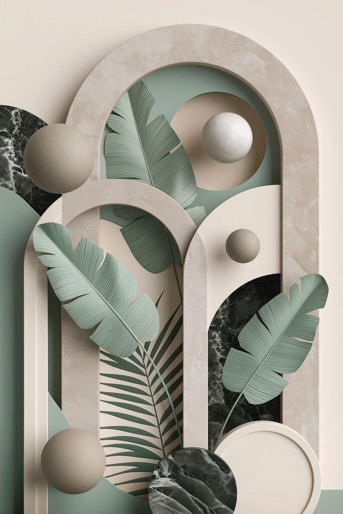 Artwork of a plant with leaves and balls