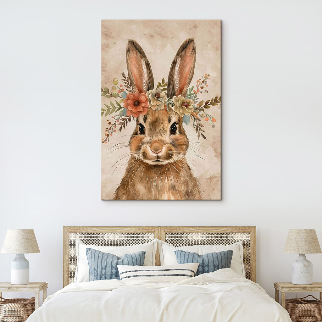 Rabbit with flowers on its head