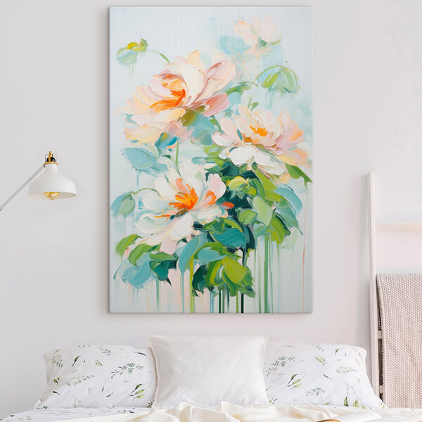 Tableaux Peinture représentant des fleurs sur un fond blanc