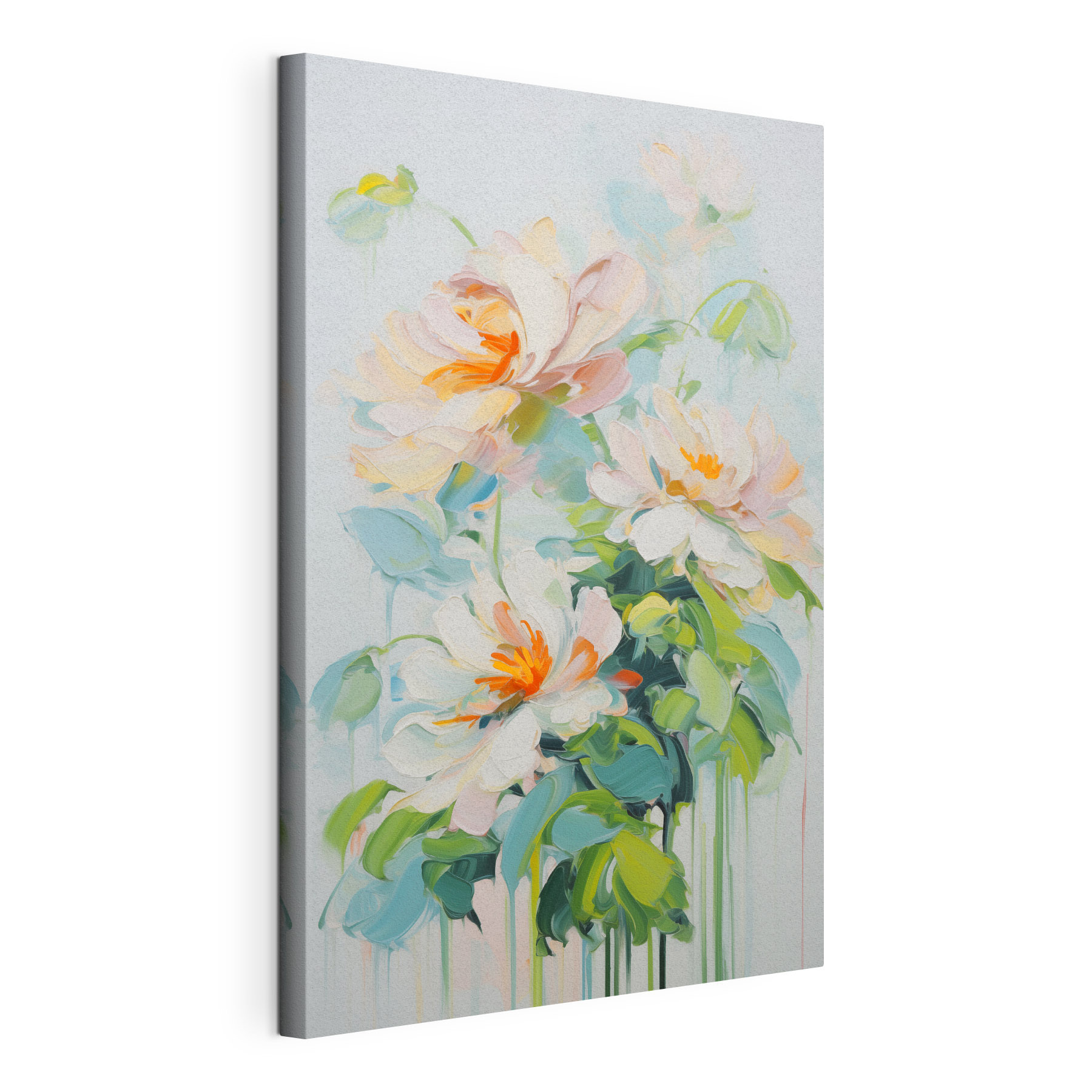 Painting of flowers on a white surface