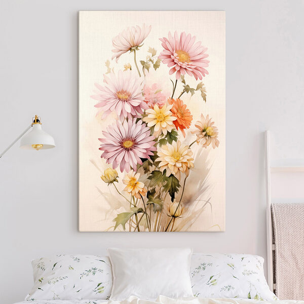 Tableaux Tableaux Peinture représentant des fleurs sur fond blanc (UGS : s45559)