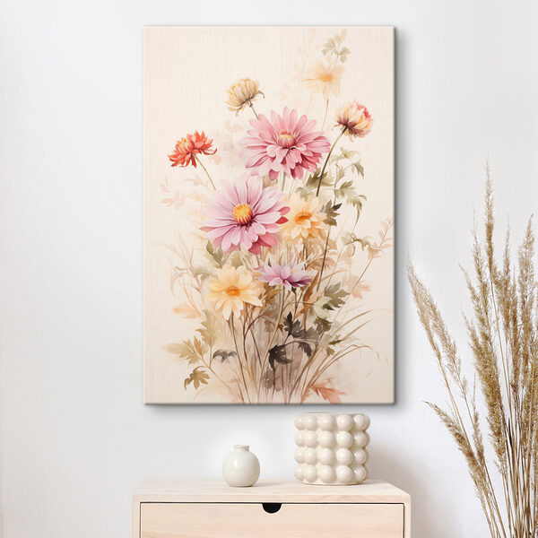 Tableaux Peinture représentant des fleurs sur fond blanc