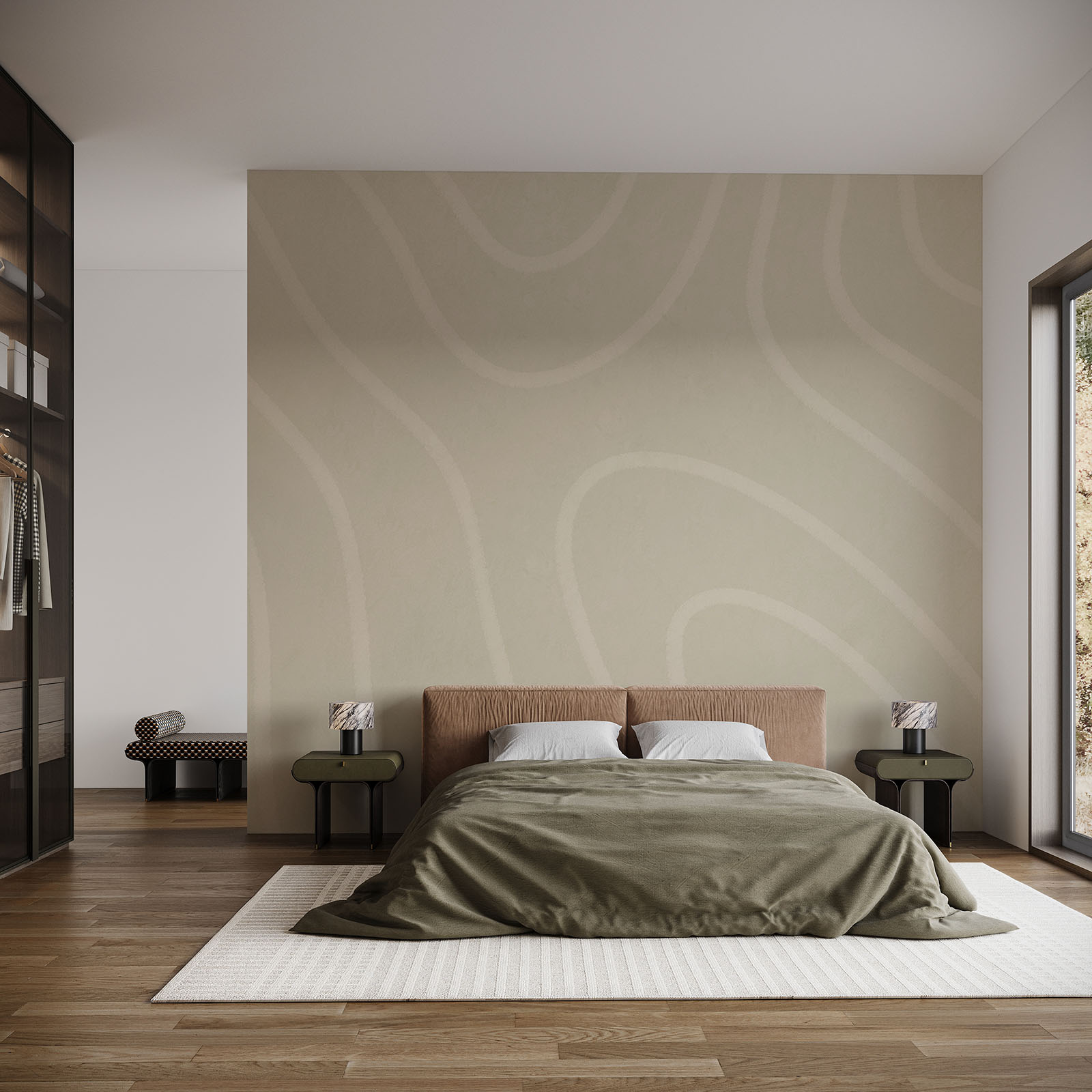 Motif ondulé blanc et beige