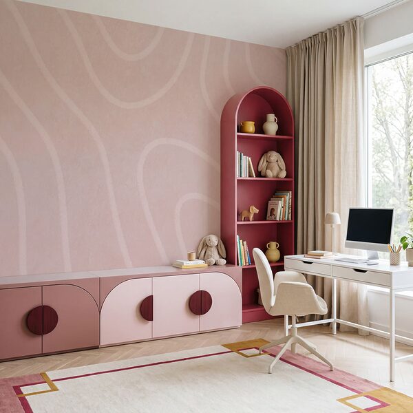 Motif ondulé rose et blanc