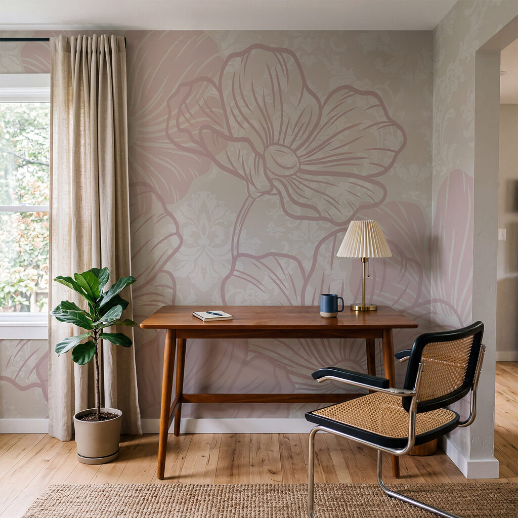 Des fleurs roses sur fond blanc
