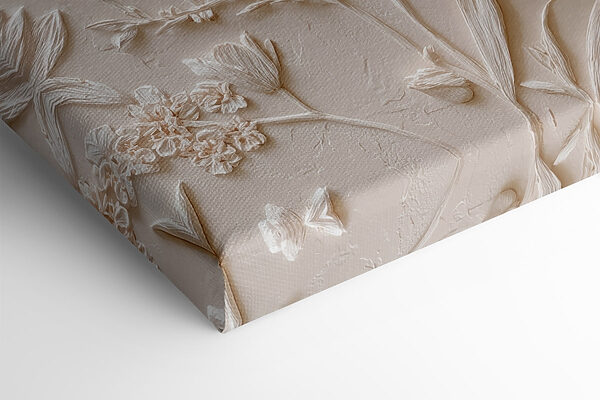 White flower embroidery on a white surface