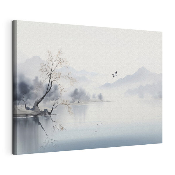 Un oiseau survolant un lac Tableaux Un oiseau survolant un lac