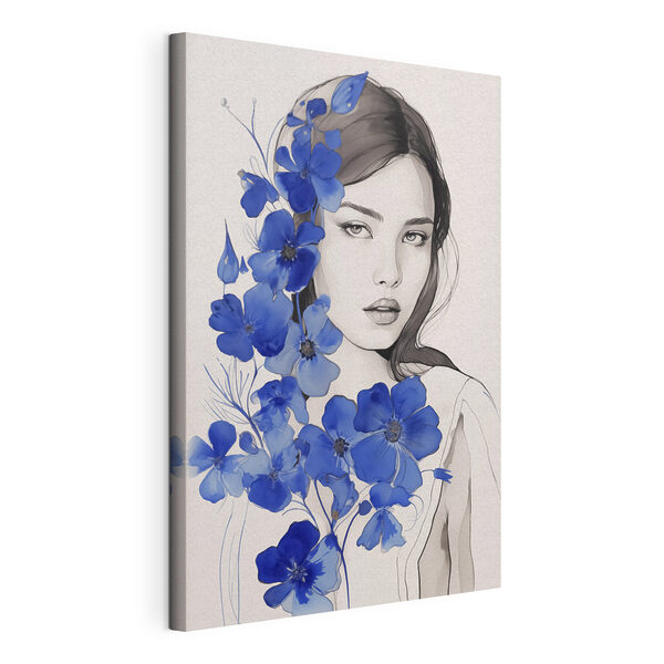 Woman with blue flowers