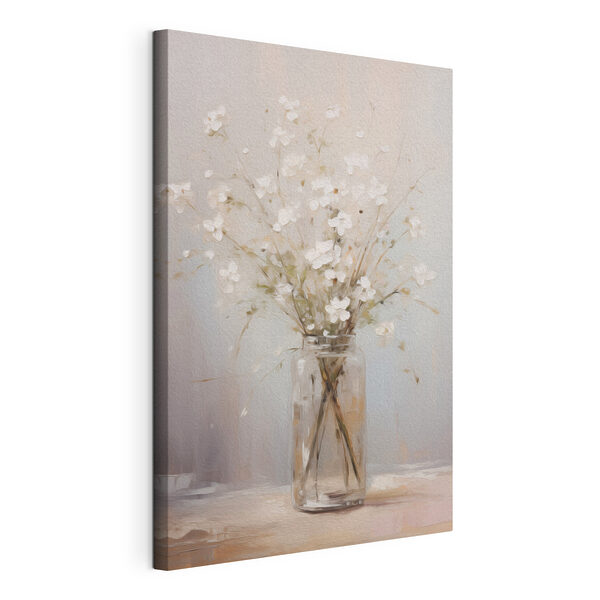 Painting of a vase with white flowers Painting of a vase with white flowers