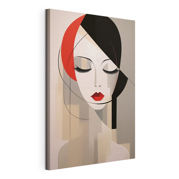 Tableaux Visage de femme aux lèvres rouges et aux cheveux noirs (UGS : s45965) Tableaux Tableaux Visage de femme aux lèvres rouges et aux cheveux noirs (UGS : s45965)