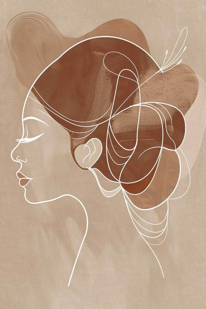 Woman's profile with a large hair piece