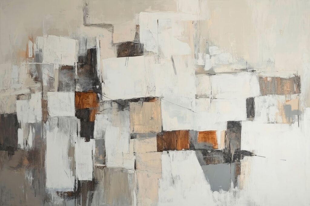 Painting of white and brown squares Painting of white and brown squares