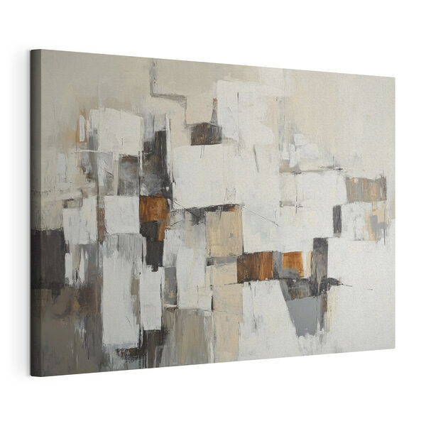 Tableaux Tableaux Peinture représentant des carrés blancs et marron (UGS : s45990)