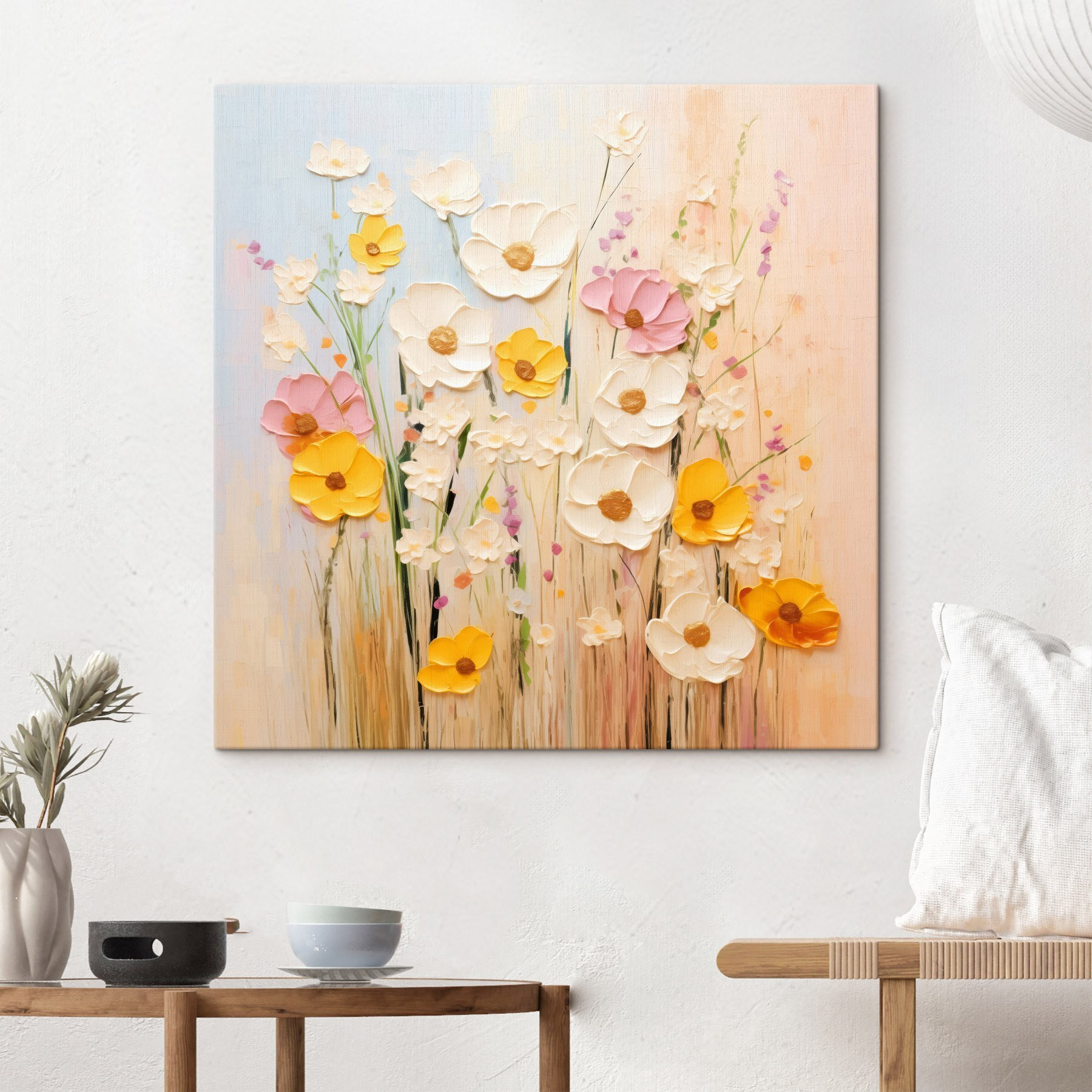 Painting of flowers on a wall