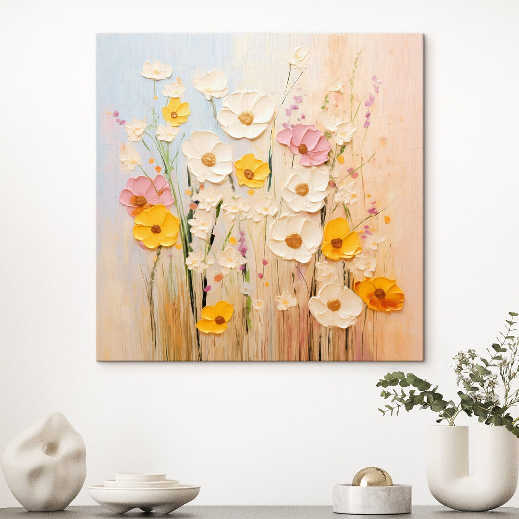 Painting of flowers on a wall