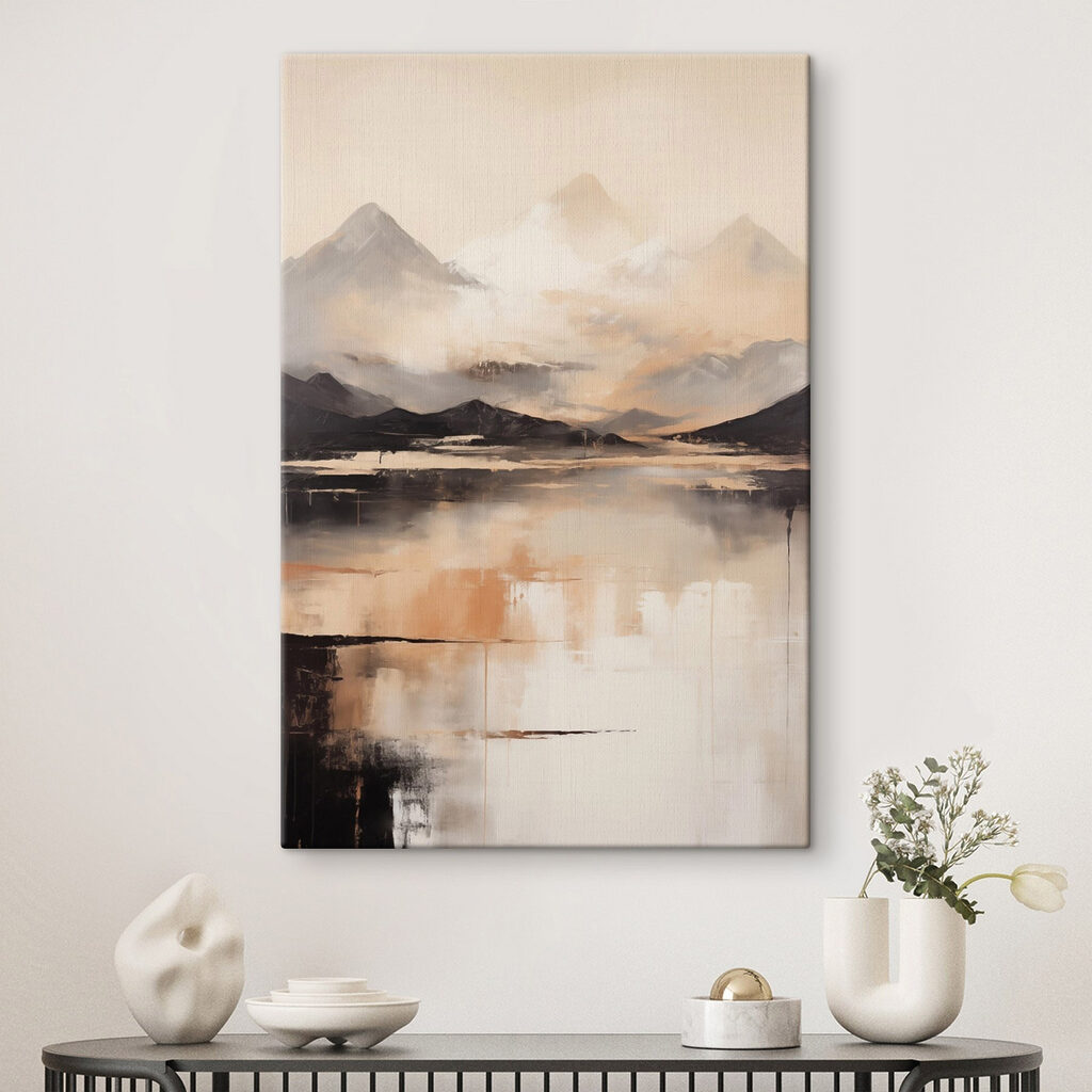 Painting of mountains and water