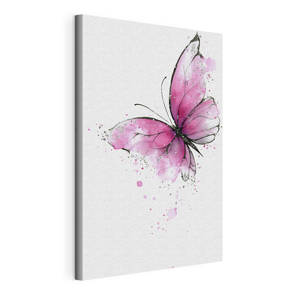 Tableaux Un papillon rose délicat sur une toile (UGS : s46076) Tableaux Tableaux Un papillon rose délicat sur une toile (UGS : s46076)