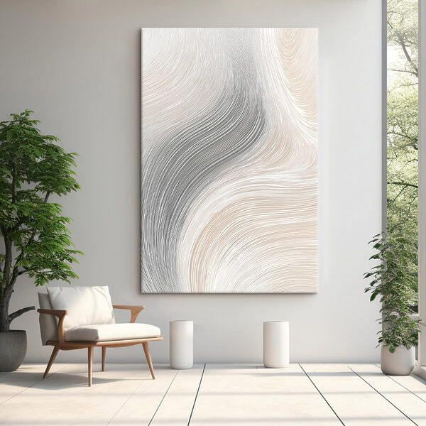 Tableaux Des lignes fluides aux tons doux et discrets