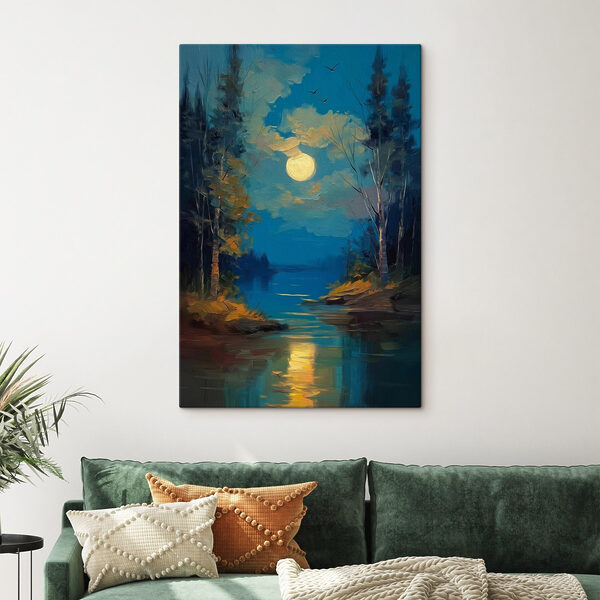 Tableaux La lune au-dessus d'une rivière