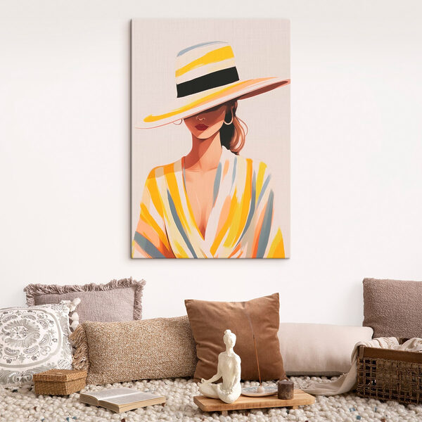 Woman wearing a yellow hat