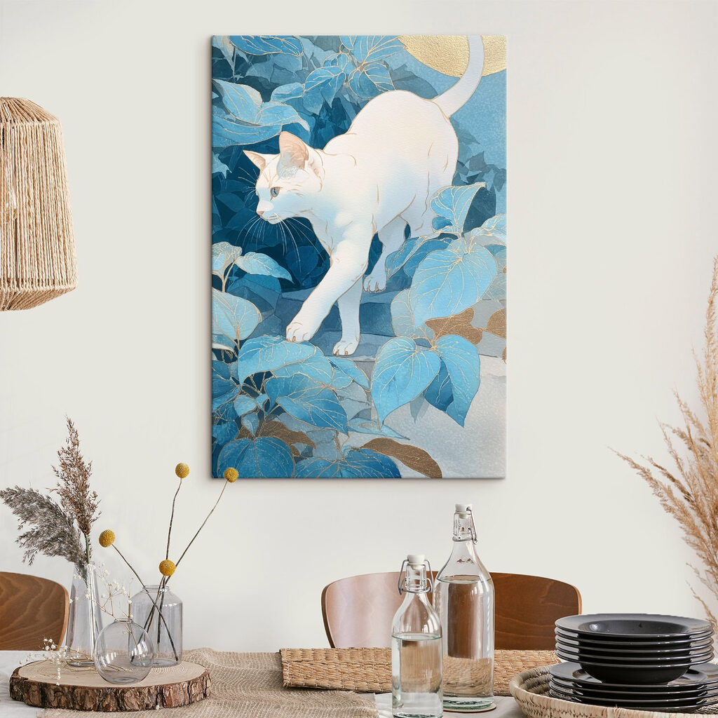 Cat walking on a rock