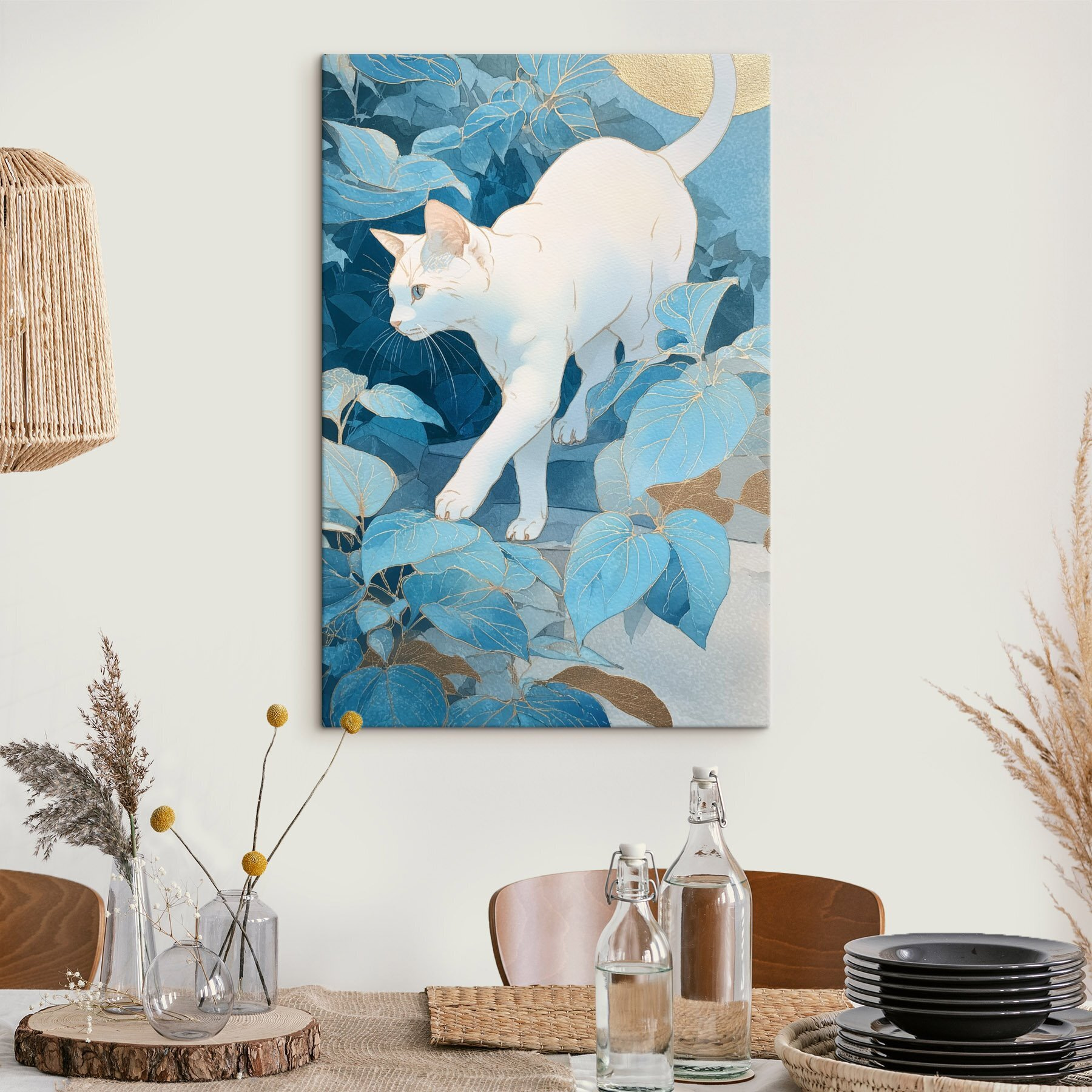Cat walking on a rock