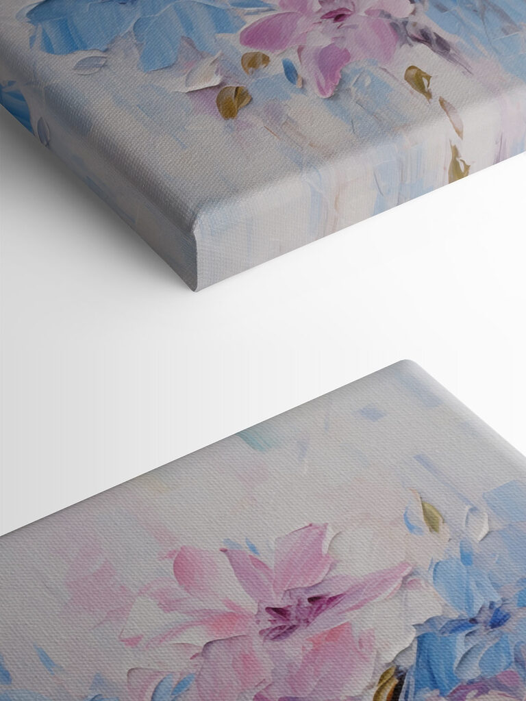 Painting of flowers on a white surface Painting of flowers on a white surface