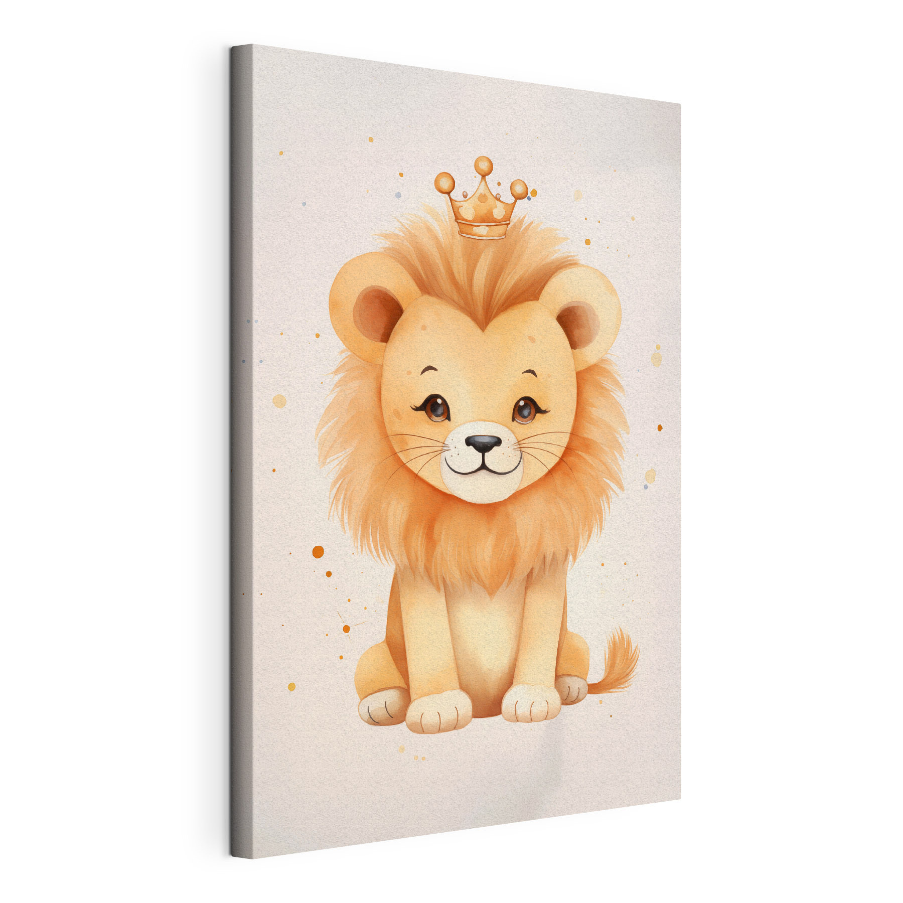 Watercolor of a lion with a crown