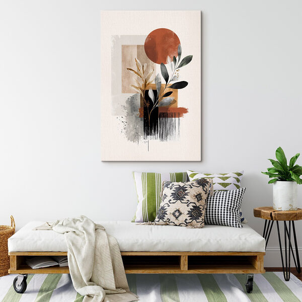 Painting of leaves and circles