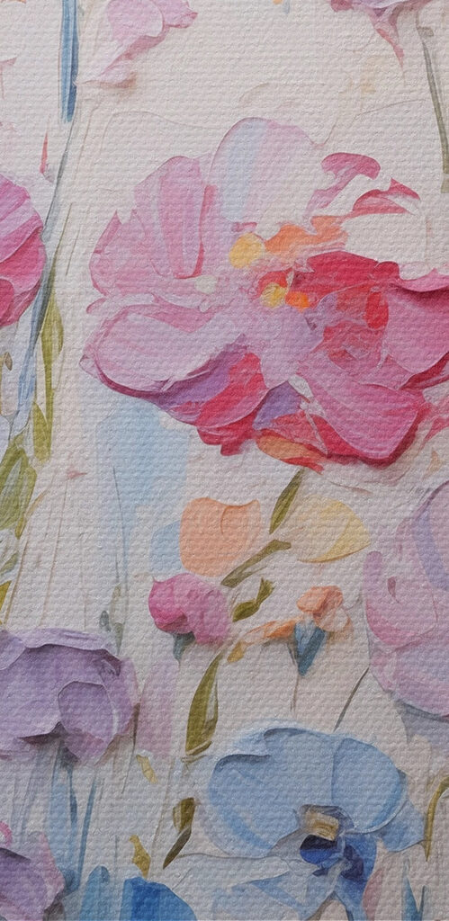 Painting of flowers on a white surface Painting of flowers on a white surface