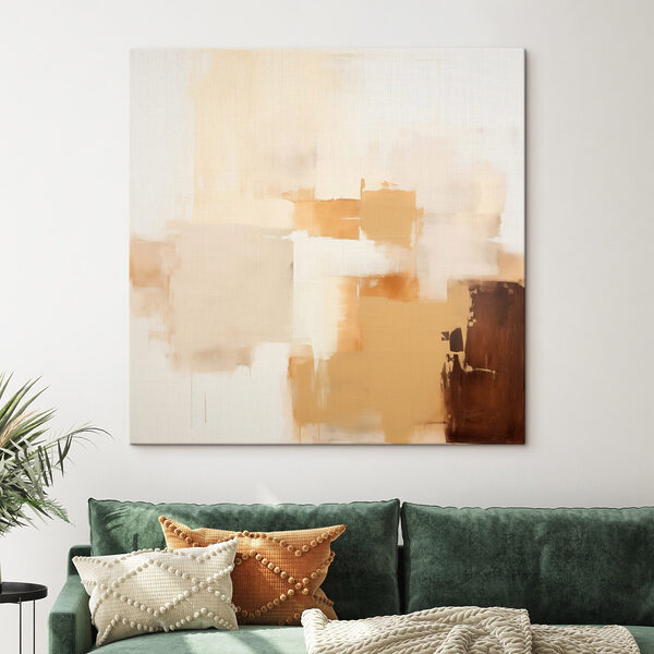 Painting of a white wall with brown squares
