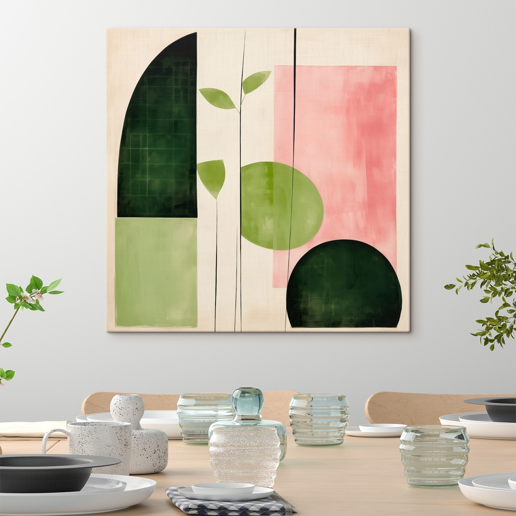 Painting of a plant and circles